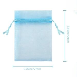 ⭐️5 for 20⭐️ 10 Light Blue Organza Drawstring Bags 3"x4"